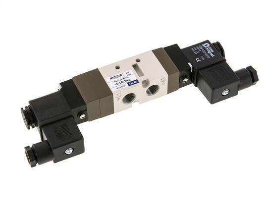 5/3 G1/4'' (G1/8'') Válvula solenoide de centro cerrado 12V DC 2-10bar/28-140psi YPC