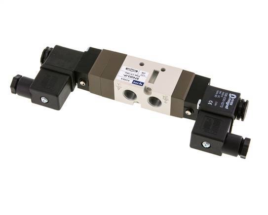 5/3 G1/4'' (G1/8'') Válvula solenoide de centro cerrado 12V DC 2-10bar/28-140psi YPC