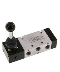5/3 G1/4'' Válvula de palanca manual con centro de presión -0,95-10bar/-13,2-140psi