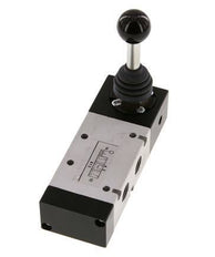 5/3 G1/4'' Válvula de palanca manual con centro de presión -0,95-10bar/-13,2-140psi