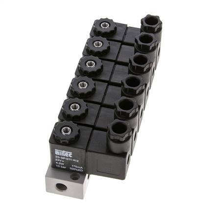 válvula solenoide 6x3/2 G1/8'' NC 24V DC -0.95-10bar/-13.2-140psi Airtec