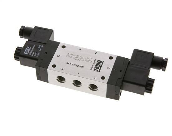 válvula solenoide central de escape 5/3 G1/4'' 12V DC 3-8bar/42-112psi Airtec