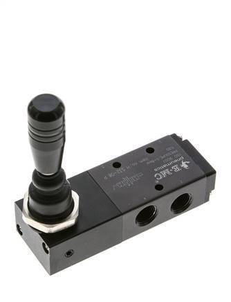 5/3 G1/4'' (G1/8'') Válvula de palanca manual de centro de presión Detente 0-8bar/0-112psi E.MC