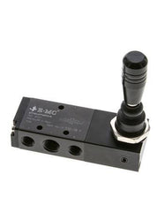 5/3 G1/4'' (G1/8'') Válvula de palanca manual de centro de presión Detente 0-8bar/0-112psi E.MC