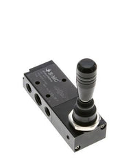 5/3 G1/4'' (G1/8'') Válvula de palanca manual de centro de presión Detente 0-8bar/0-112psi E.MC