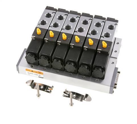 G1/4'' 6x Terminal de válvulas neumáticas 24V DC 1.5-8bar/21.0-112psi Multipolar E.MC