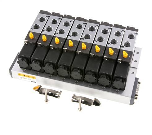 G1/4'' 8x Terminal de válvulas neumáticas 24V DC 1.5-8bar/21.0-112psi Multipolar E.MC