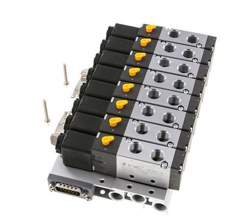 G1/4'' 8x Terminal de válvulas neumáticas 24V DC 1.5-8bar/21.0-112psi Multipolar E.MC