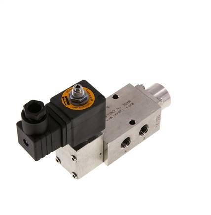 válvula solenoide 5/2 G1/4'' (G1/8'') Acero inoxidable 24V DC 3-12bar/42-168psi