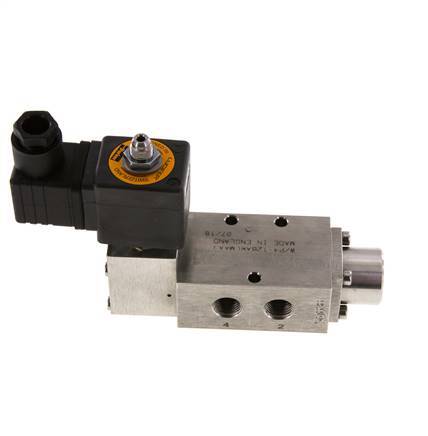 válvula solenoide 5/2 G1/4'' (G1/8'') Acero inoxidable 24V DC 3-12bar/42-168psi