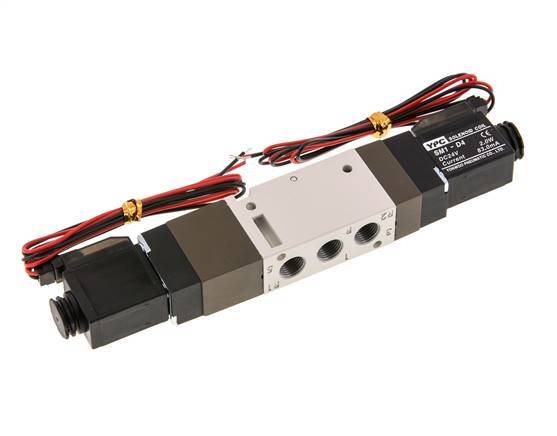 válvula solenoide de centro de presión 5/3 G1/8'' 24V DC 2-10bar/28-140psi Enchufe de 2 pines YPC