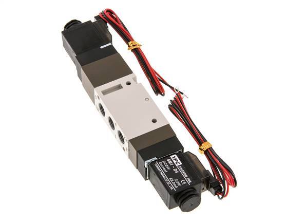 válvula solenoide de centro de presión 5/3 G1/8'' 24V DC 2-10bar/28-140psi Enchufe de 2 pines YPC