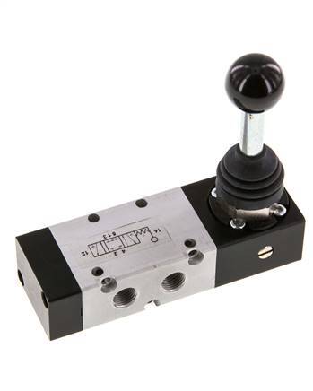 5/3 G1/8'' Palanca de mano cerrada Detente -0.95-10bar/-13.2-140psi