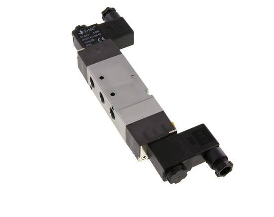 válvula solenoide de centro de presión 5/3 G1/4'' 24V DC 1.5-8bar/21.0-112psi E.MC