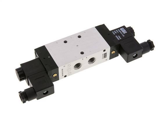 5/3 G1/4'' Válvula de solenoide de centro cerrado 24V AC 3-10bar/42-140psi Airtec