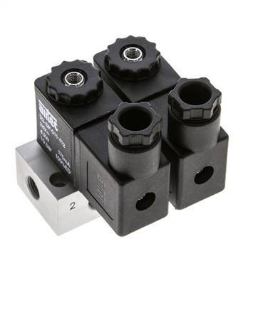 2x3/2 G1/8'' NC Electroválvula 24V DC -0.95-10bar/-13.2-140psi Airtec