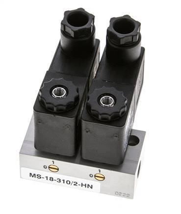 2x3/2 G1/8'' NC Electroválvula 24V DC -0.95-10bar/-13.2-140psi Airtec