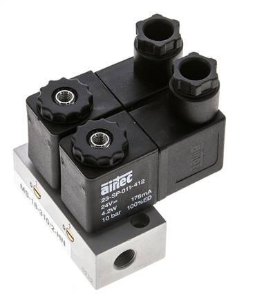 2x3/2 G1/8'' NC Electroválvula 24V DC -0.95-10bar/-13.2-140psi Airtec