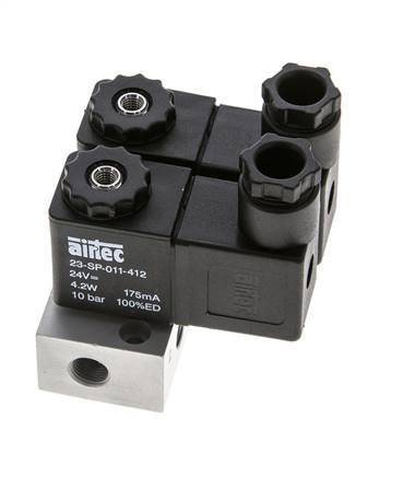 2x3/2 G1/8'' NC Electroválvula 24V DC -0.95-10bar/-13.2-140psi Airtec