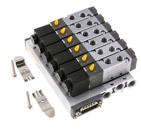 G1/8'' 6x Terminal de válvulas neumáticas 24V DC 1.5-8bar/21.0-112psi Multipolar E.MC