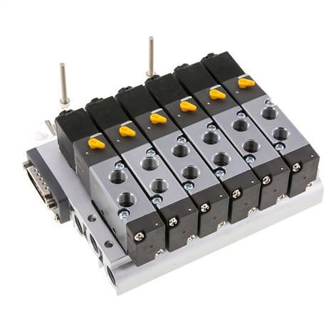 G1/8'' 6x Terminal de válvulas neumáticas 24V DC 1.5-8bar/21.0-112psi Multipolar E.MC