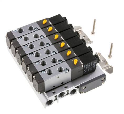 G1/8'' 6x Terminal de válvulas neumáticas 24V DC 1.5-8bar/21.0-112psi Multipolar E.MC