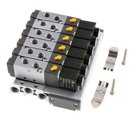 G1/8'' 6x Terminal de válvulas neumáticas 24V DC 1.5-8bar/21.0-112psi Multipolar E.MC