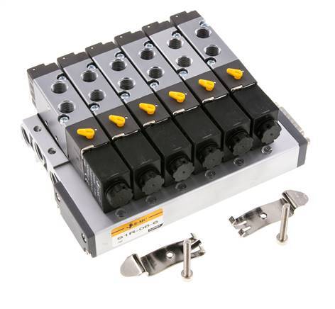 G1/8'' 6x Terminal de válvulas neumáticas 24V DC 1.5-8bar/21.0-112psi Multipolar E.MC