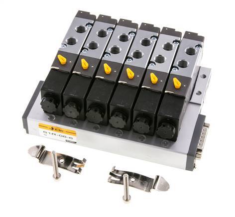 G1/8'' 6x Terminal de válvulas neumáticas 24V DC 1.5-8bar/21.0-112psi Multipolar E.MC