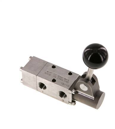 válvula de palanca manual 3/2 G1/4'' Acero inoxidable Detent -0.95-12bar/-13.2-168psi