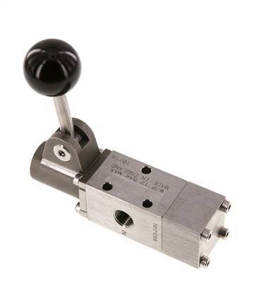 válvula de palanca manual 3/2 G1/4'' Acero inoxidable Detent -0.95-12bar/-13.2-168psi