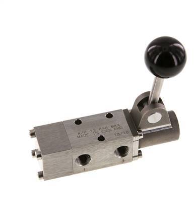 válvula de palanca manual 3/2 G1/4'' Acero inoxidable Detent -0.95-12bar/-13.2-168psi