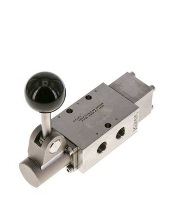 válvula de palanca manual 5/2 G1/4'' Acero inoxidable Detent -0.95-12bar/-13.2-168psi