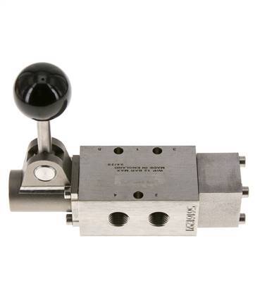 válvula de palanca manual 5/2 G1/4'' Acero inoxidable Detent -0.95-12bar/-13.2-168psi