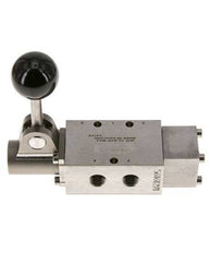 válvula de palanca manual 5/2 G1/4'' Acero inoxidable Detent -0.95-12bar/-13.2-168psi