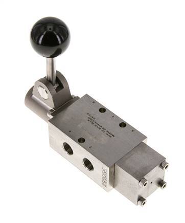 válvula de palanca manual 5/2 G1/4'' Acero inoxidable Detent -0.95-12bar/-13.2-168psi