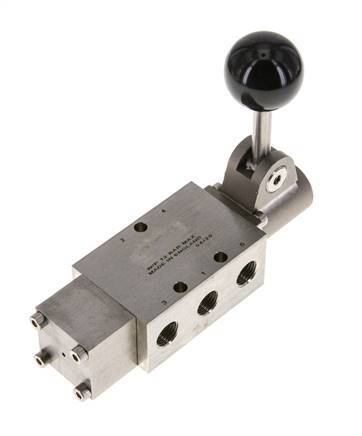 válvula de palanca manual 5/2 G1/4'' Acero inoxidable Detent -0.95-12bar/-13.2-168psi