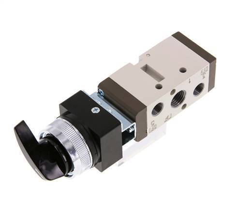 5/2 G1/4'' (G1/8'') Válvula de conmutación rotativa Negra 0-8bar/0-112psi YPC