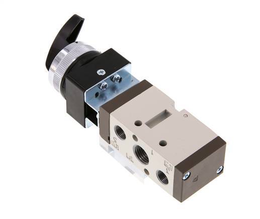 5/2 G1/4'' (G1/8'') Válvula de conmutación rotativa Negra 0-8bar/0-112psi YPC