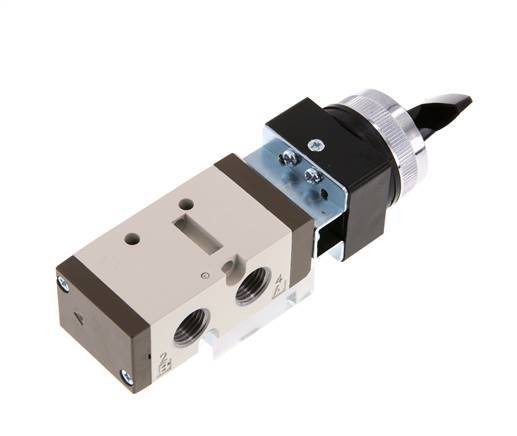 5/2 G1/4'' (G1/8'') Válvula de conmutación rotativa Negra 0-8bar/0-112psi YPC