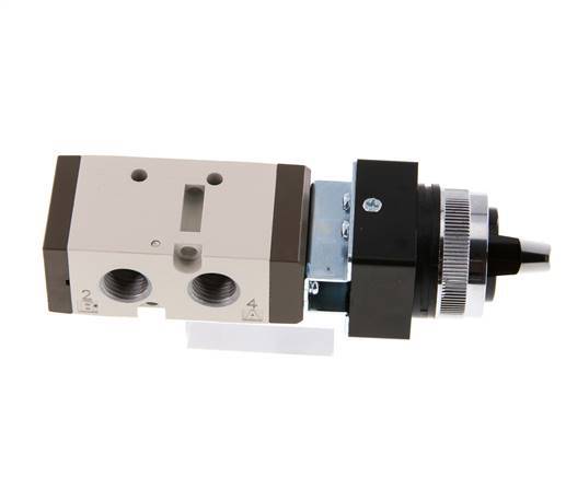 5/2 G1/4'' (G1/8'') Válvula de conmutación rotativa Negra 0-8bar/0-112psi YPC