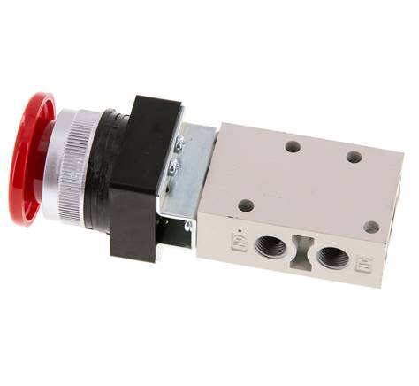 válvula de botón de palma 3/2 G1/8'' Rojo 0-8bar/0-112psi YPC