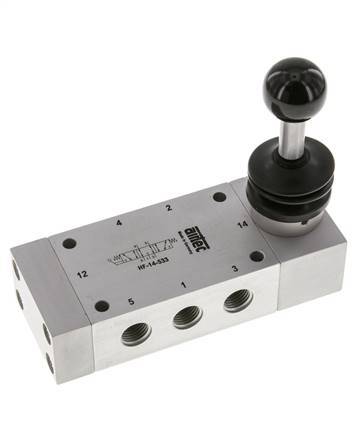 5/3 G1/4'' Válvula de palanca manual de escape Detent 0-12bar/0-168psi Airtec