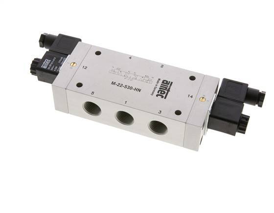 válvula solenoide de 5/3 G1/2'' de centro cerrado 24V DC 3-10bar/42-140psi Airtec
