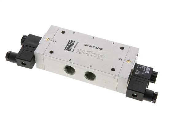 válvula solenoide de 5/3 G1/2'' de centro cerrado 24V DC 3-10bar/42-140psi Airtec