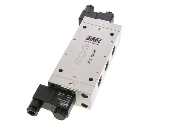 válvula solenoide de 5/3 G1/2'' de centro cerrado 24V DC 3-10bar/42-140psi Airtec