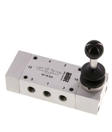 válvula de palanca manual de escape central 5/3 G1/8'' 0-10bar/0-140psi Airtec