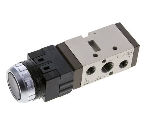 5/2 G1/4'' (G1/8'') Válvula de botón negro 0-8bar/0-112psi YPC