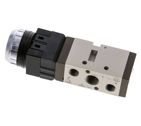 5/2 G1/4'' (G1/8'') Válvula de botón negro 0-8bar/0-112psi YPC