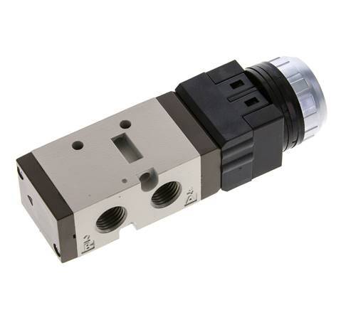 5/2 G1/4'' (G1/8'') Válvula de botón negro 0-8bar/0-112psi YPC
